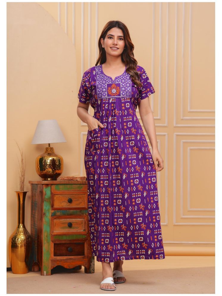     			Shri Krishna Fabric Multicolor Cotton Women's Nightwear Nighty & Night Gowns ( Pack of 1 )