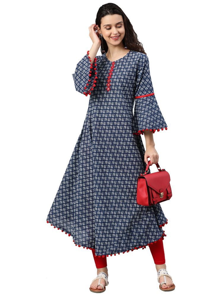     			Yash Gallery Cotton Printed A-line Women's Kurti - Blue ( Pack of 1 )