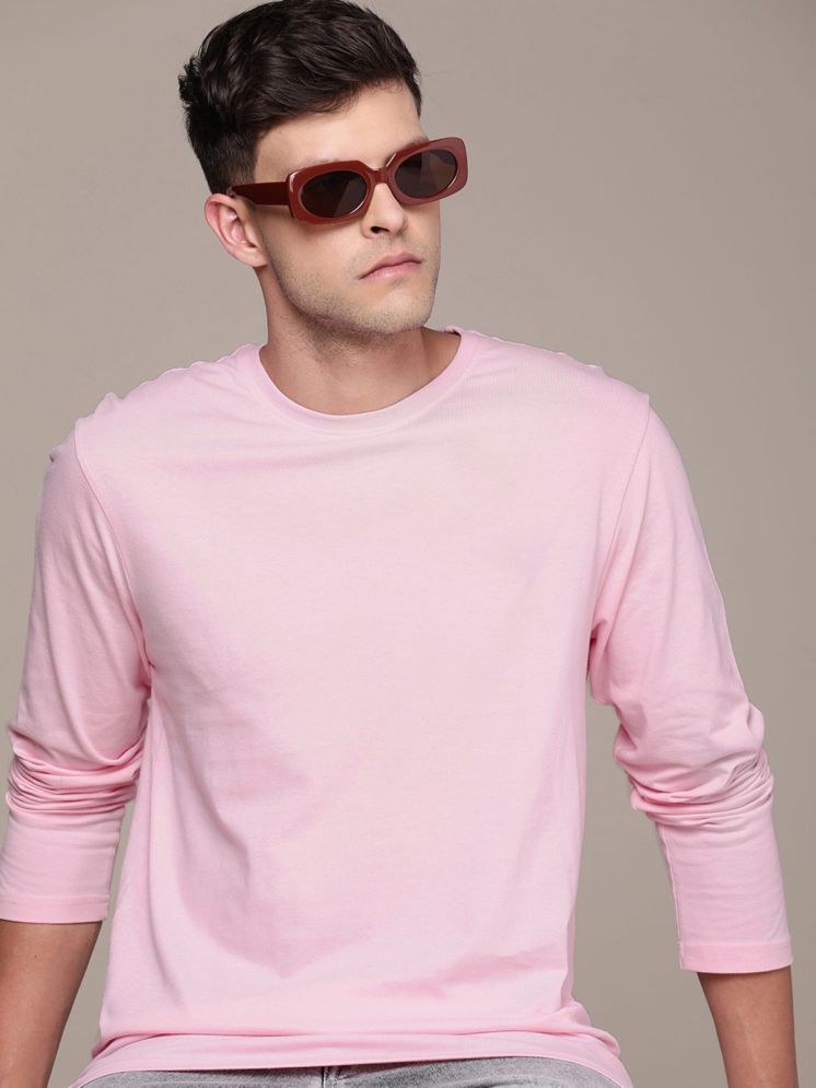     			curvy comfort Cotton Blend Regular Fit Solid Full Sleeves Men's Round T-Shirt - Melange Pink ( Pack of 1 )