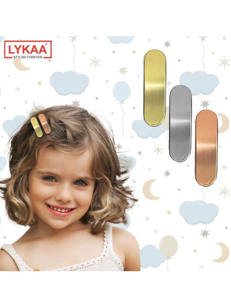     			Lykaa Stylish Tic Tac Non-Slip Shimmer Metal Trendy Hair Clip For Kids Women Girls Multicolor 3 Pcs