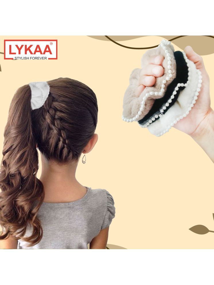     			Lykaa Fur Hair Scrunchies Ties Furry Elastic Hair Accessories Rubber Band for Women- 3Pcs Multicolor