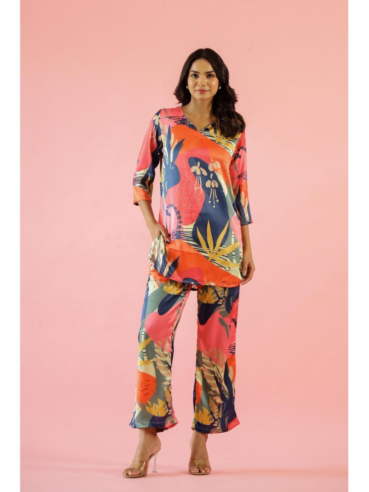     			Label Flavia Multi Color Printed Pant Top Set