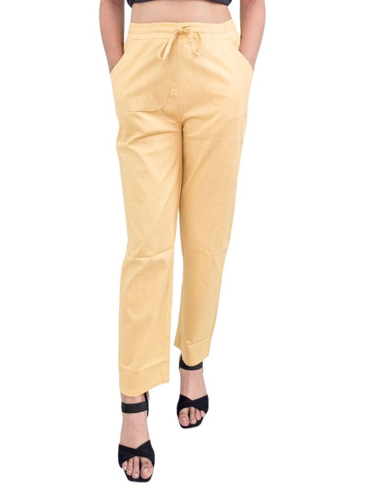     			Manyas Yellow Lycra Straight Women's Casual Pants ( Pack of 1 )