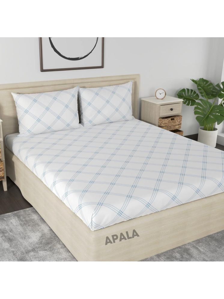     			Apala Microfiber Big Checks 1 Double with 2 Pillow Covers - Off White