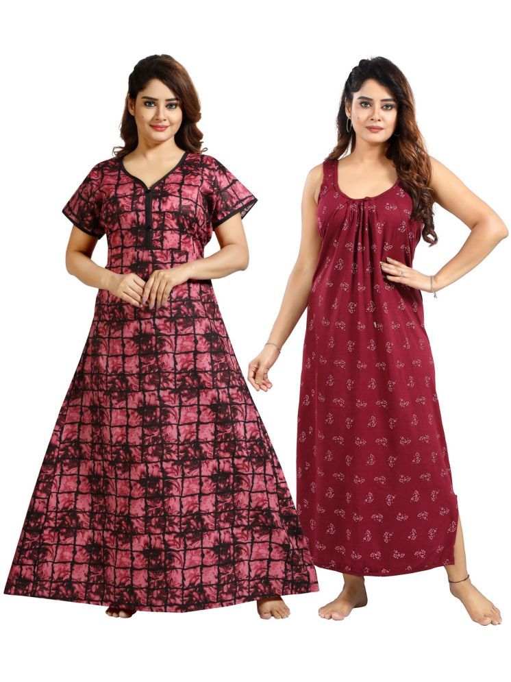     			Cinco Multicolor Cotton Blend Women's Nightwear Nighty & Night Gowns ( Pack of 2 )