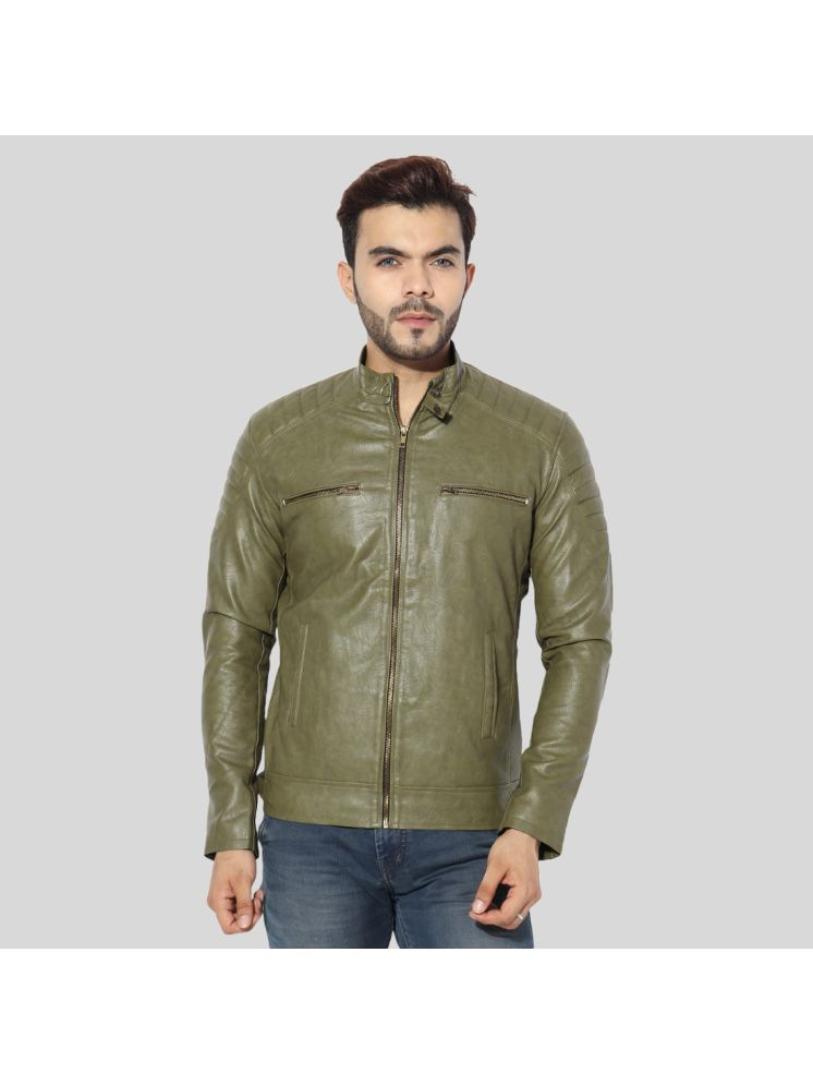     			GARMADIAN PU Leather Men's Leather Jacket - Green ( Pack of 1 )