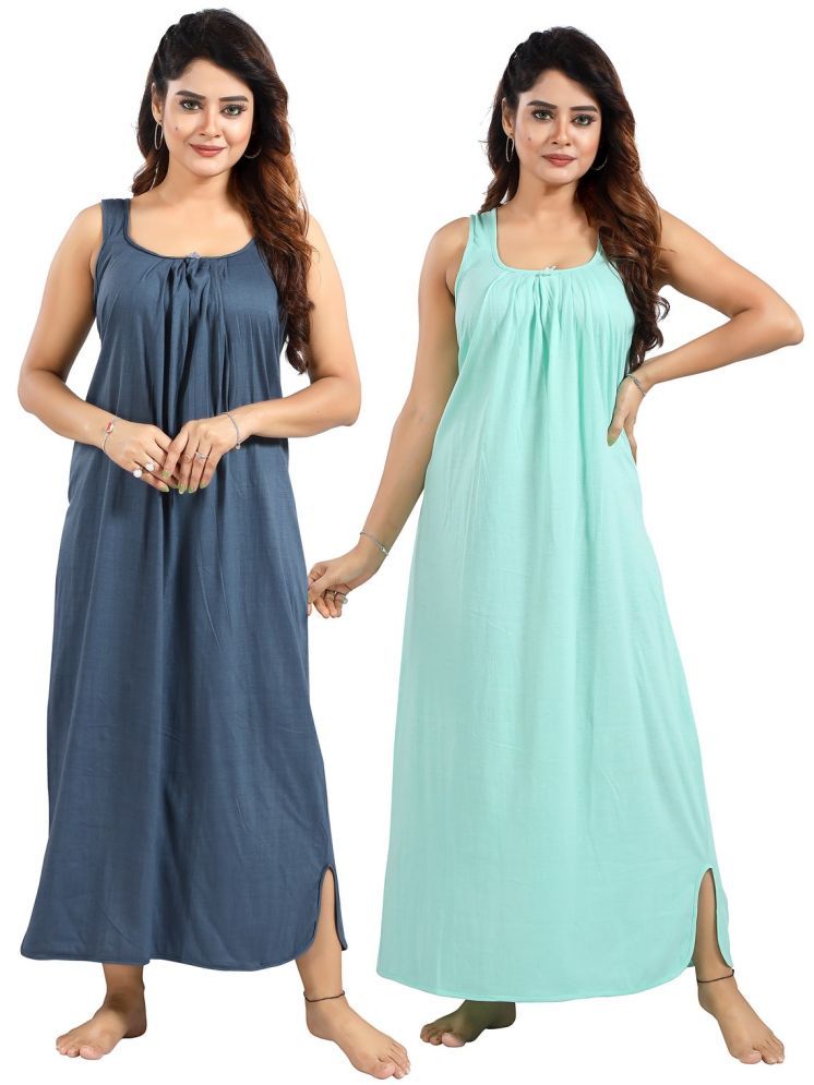     			INNER BEATS Multicolor Cotton Blend Women's Nightwear Nighty & Night Gowns ( Pack of 2 )