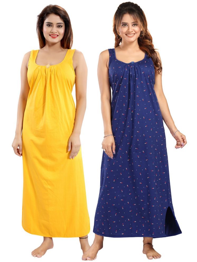     			INNER BEATS Multicolor Cotton Blend Women's Nightwear Nighty & Night Gowns ( Pack of 2 )