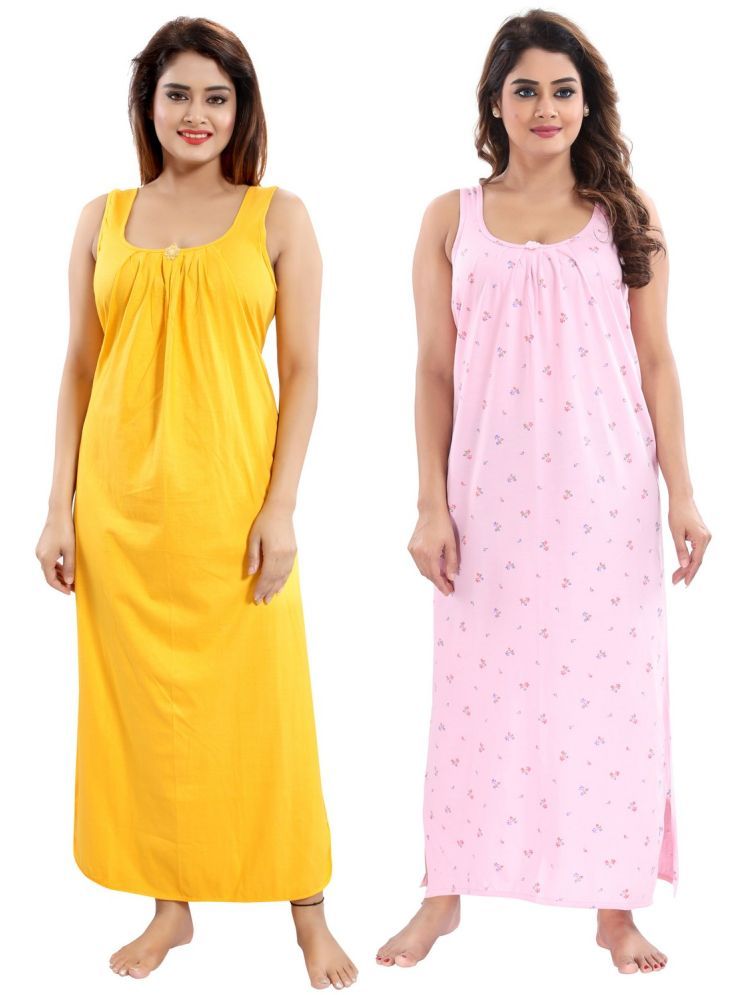     			INNER BEATS Multicolor Cotton Blend Women's Nightwear Nighty & Night Gowns ( Pack of 2 )