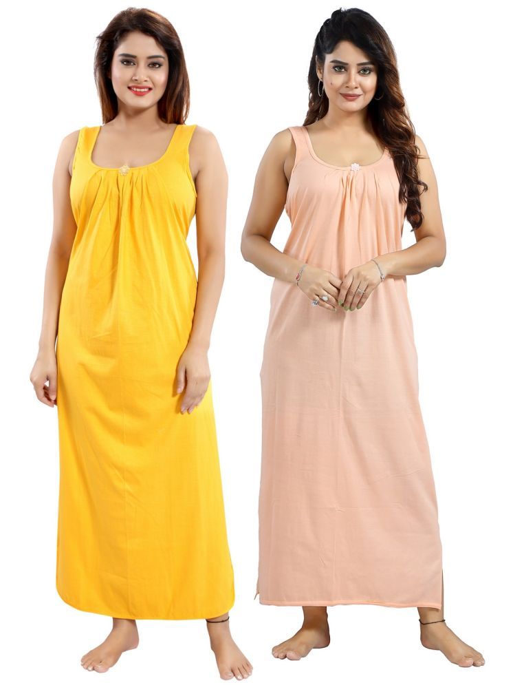     			INNER BEATS Multicolor Cotton Blend Women's Nightwear Nighty & Night Gowns ( Pack of 2 )