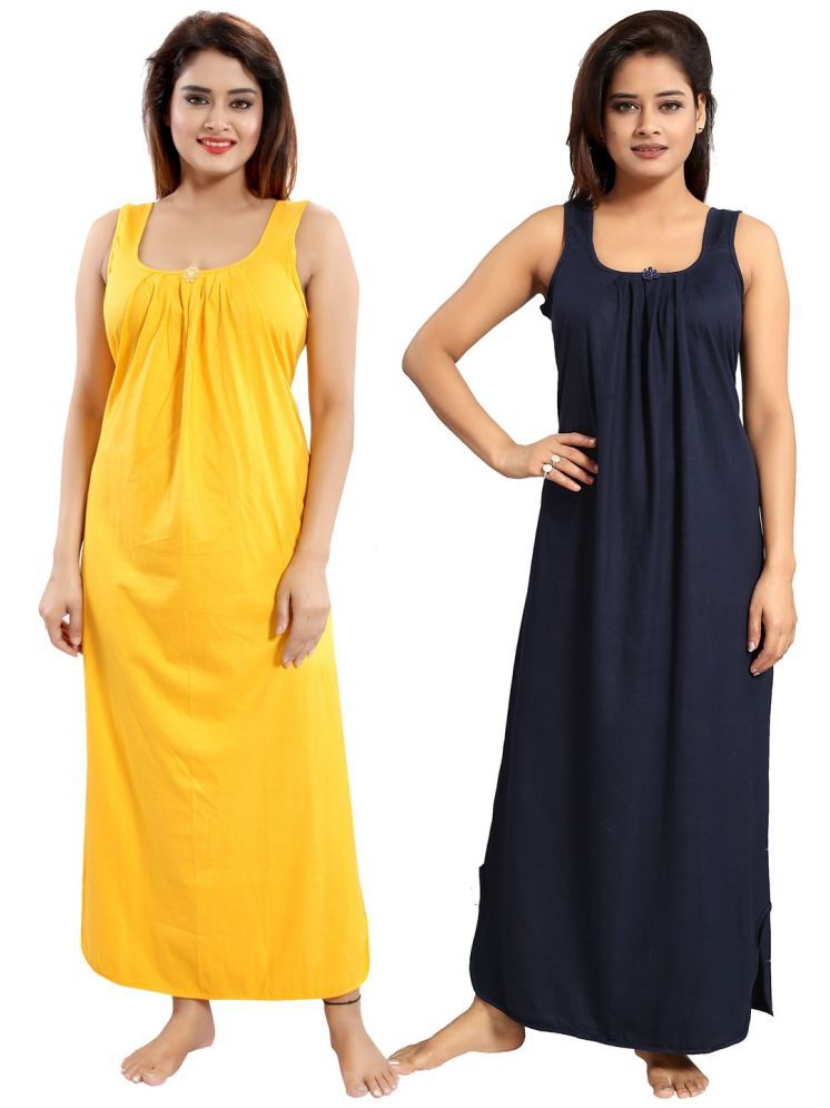     			INNER BEATS Multicolor Cotton Blend Women's Nightwear Nighty & Night Gowns ( Pack of 2 )