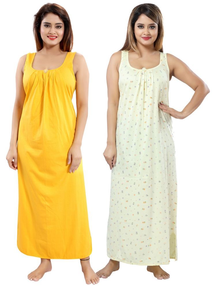     			INNER BEATS Multicolor Cotton Blend Women's Nightwear Nighty & Night Gowns ( Pack of 2 )