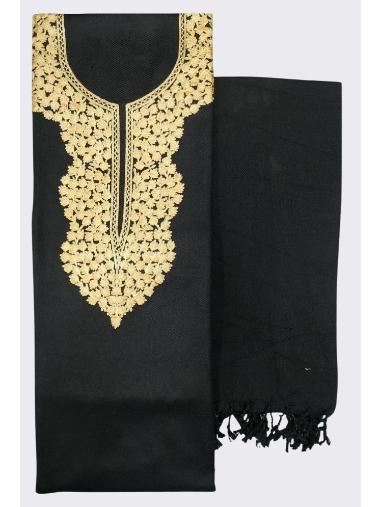     			KASHMIRI Unstitched Woollen Embroidered Dress Material - Black ( Pack of 1 )