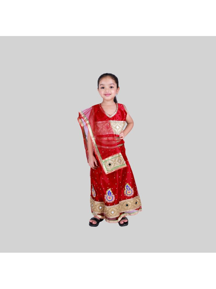     			Kidzee Kingdom Maroon Cotton Girls Lehenga Choli Set ( Pack of 1 )