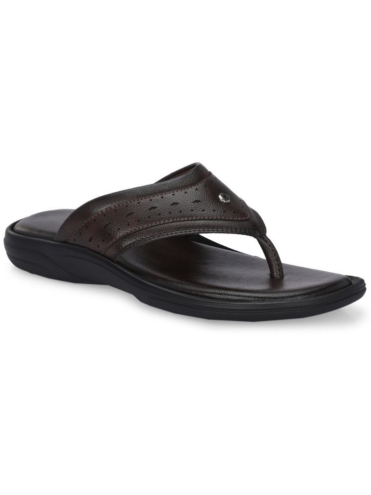     			Leeport Coffee Men's Leather Slipper