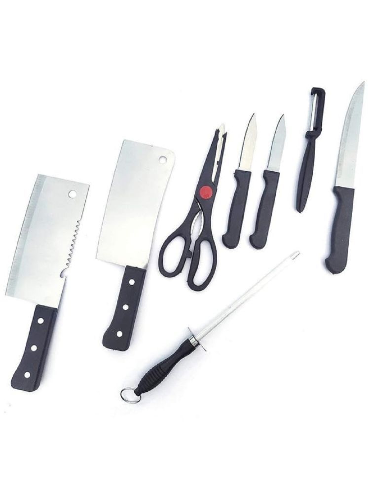     			NAMRA Black Stainless Steel Knife Set Blade Length 19 cm ( Pack of 8 )