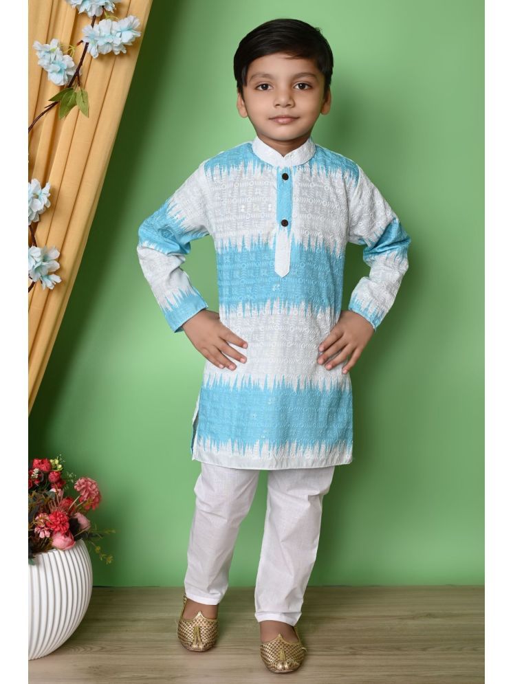     			New Collection Pack of 1 Boys Chanderi Kurta Sets ( Sky Blue )