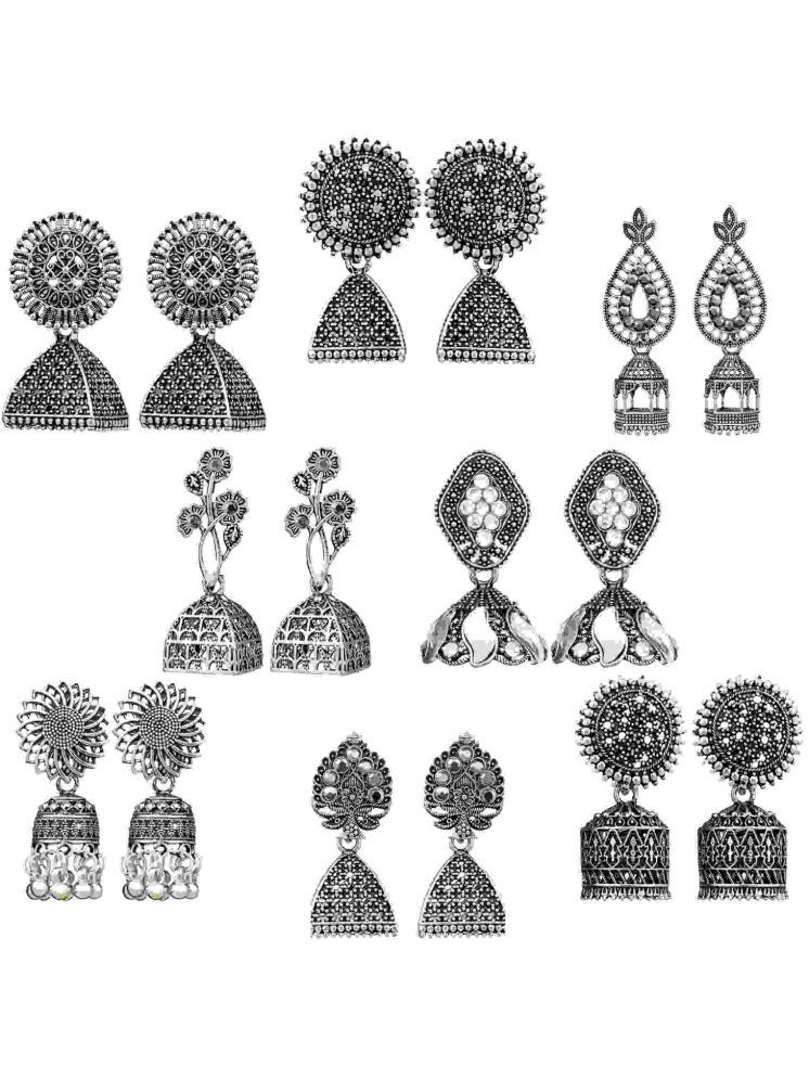     			Thrill Silver Jhumki Earrings ( Pack of 8 )