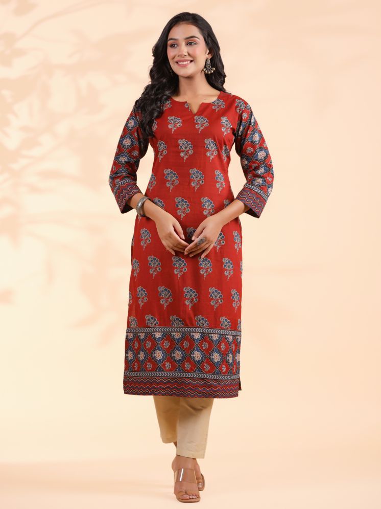     			Vbuyz Cotton Printed Straight Women's Kurti - Red ( Pack of 1 )