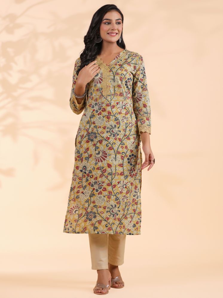     			Vbuyz Cotton Printed Straight Women's Kurti - Beige ( Pack of 1 )