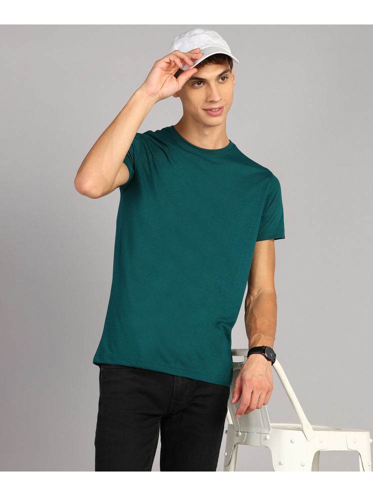     			XFOX Cotton Blend Regular Fit Solid Half Sleeves Men's Round T-Shirt - Green ( Pack of 1 )