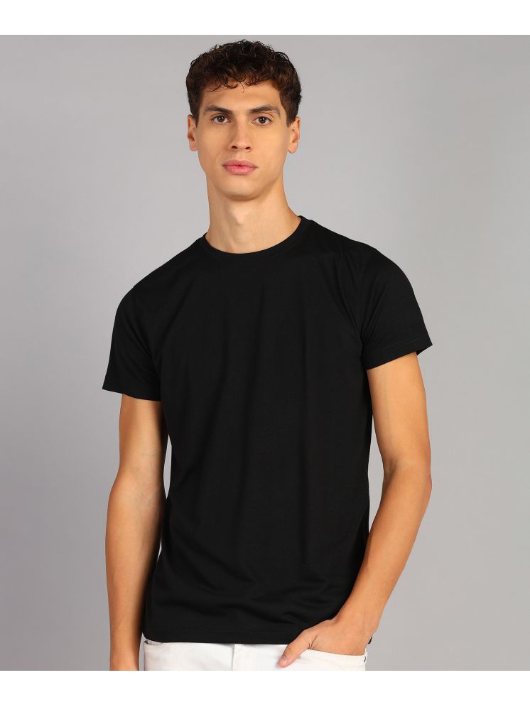     			XFOX Cotton Blend Regular Fit Solid Half Sleeves Men's Round T-Shirt - Black ( Pack of 1 )