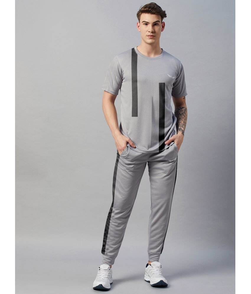     			Chrome & Coral Grey Polyester Relaxed Fit Men's Tracksuit ( Pack of 1 )