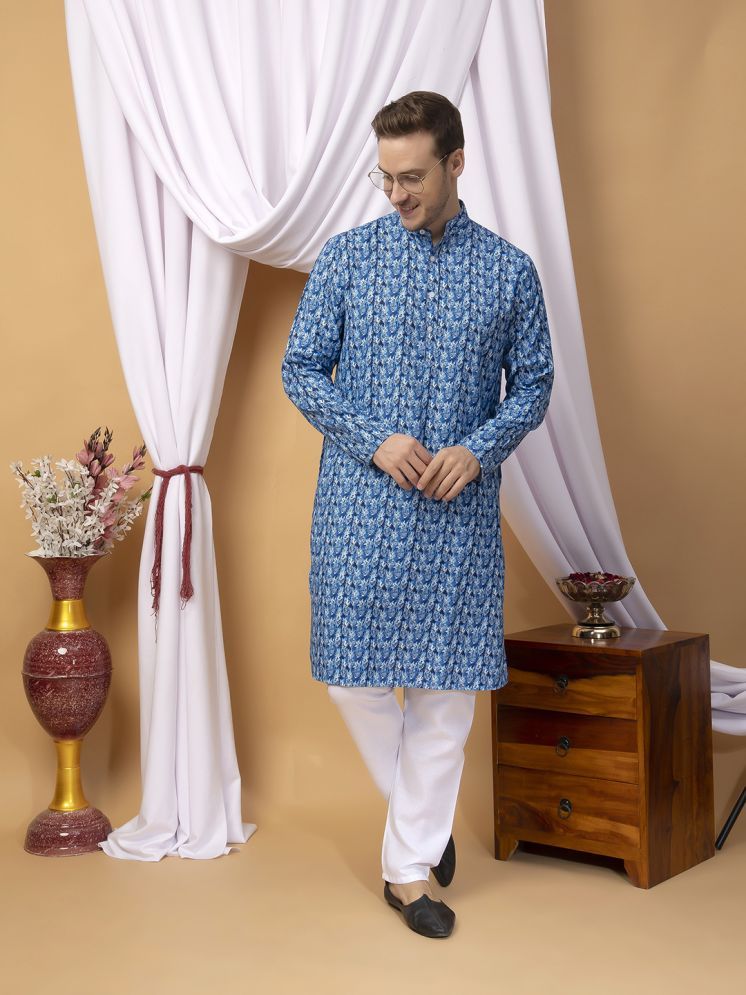     			Hangup Multicolor Cotton Blend Regular Fit Men's Kurta Pyjama Set ( Pack of 1 )