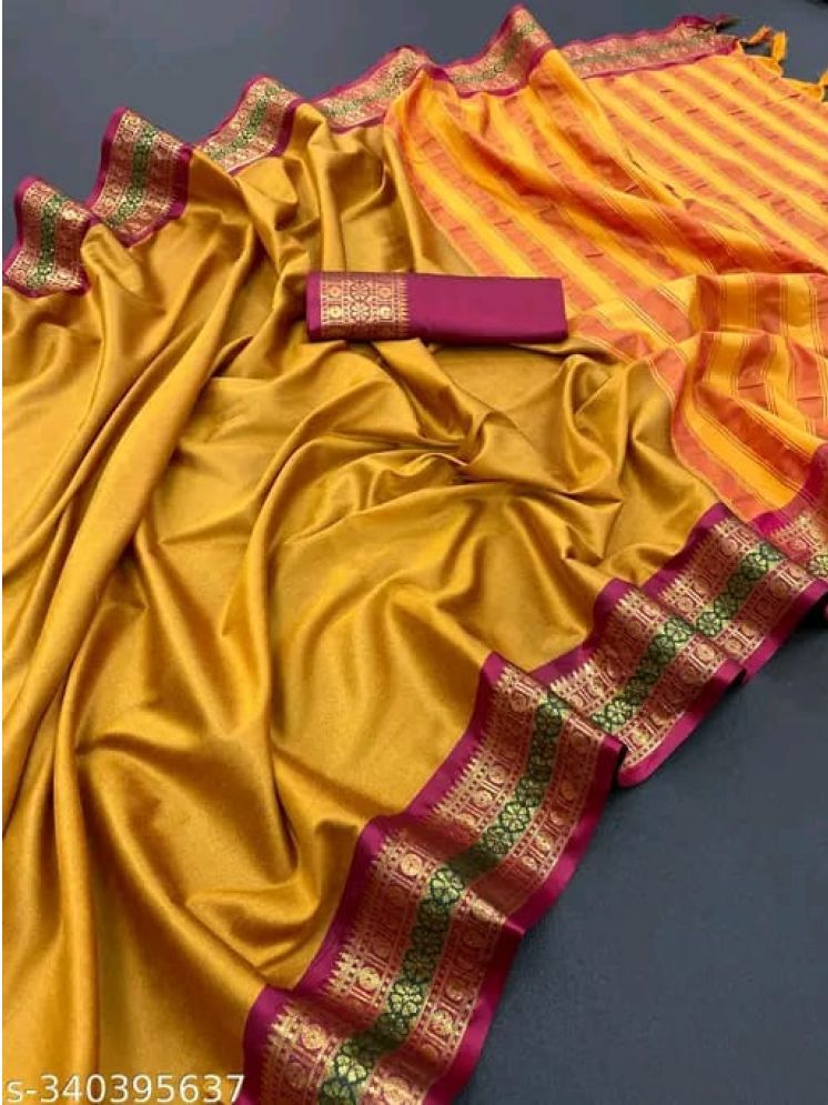     			Kalpana Creation Cotton Silk Woven Saree With Blouse Piece - Mustard ( Pack of 1 )