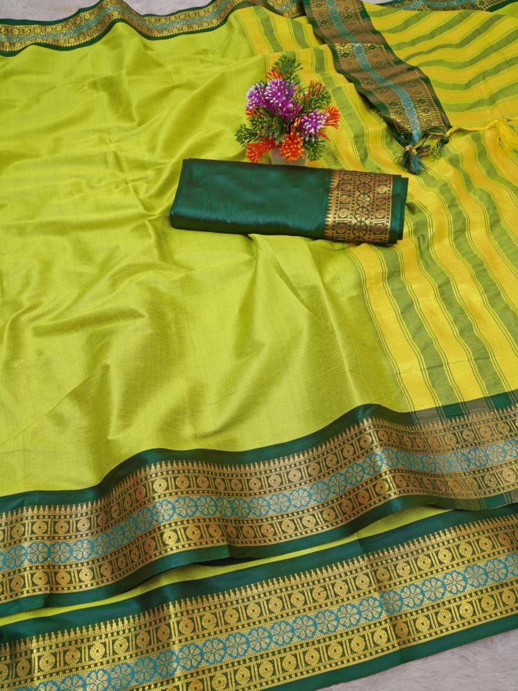     			Kalpana Creation Cotton Silk Woven Saree With Blouse Piece - Yellow ( Pack of 1 )