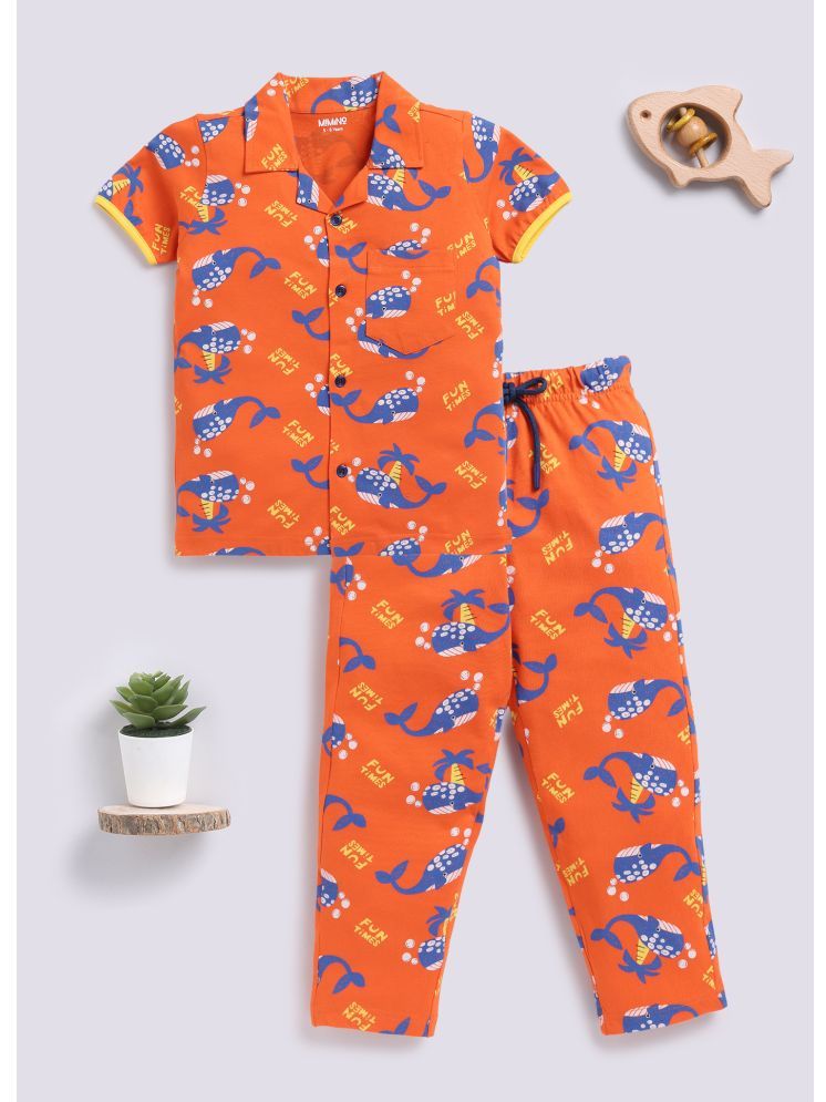     			MIMINO Cotton Blend Nightsuit Set ( Orange )