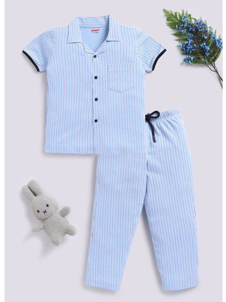     			MIMINO Cotton Blend Nightsuit Set ( Blue )