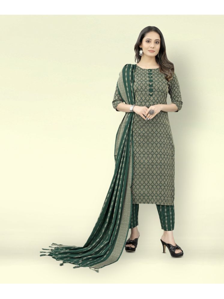     			Tabahi Cotton Blend Printed Kurti With Pants Women's Stitched Salwar Suit - Green ( Pack of 1 )