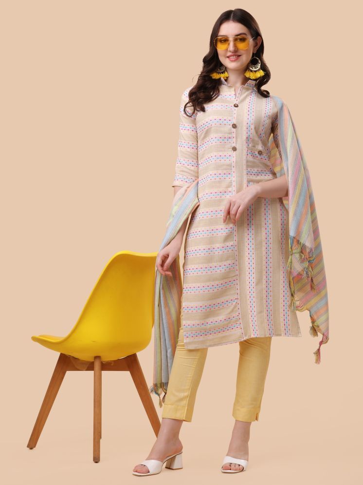     			Tabahi Cotton Striped Kurti With Pants Women's Stitched Salwar Suit - Yellow ( Pack of 1 )