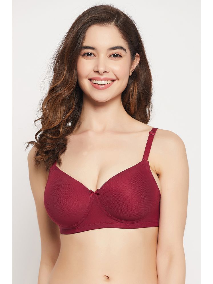     			Clovia Lace Lightly Padded Women's T-Shirt Bra ( Maroon ) BR5201P09