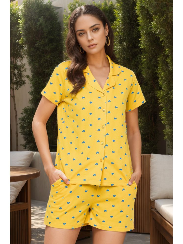     			Clovia Yellow Cotton Women's Nightwear Nightsuit Sets ( Pack of 1 )