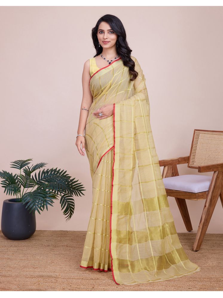     			Samah Silk Solid Saree With Blouse Piece - Beige ( Pack of 1 )