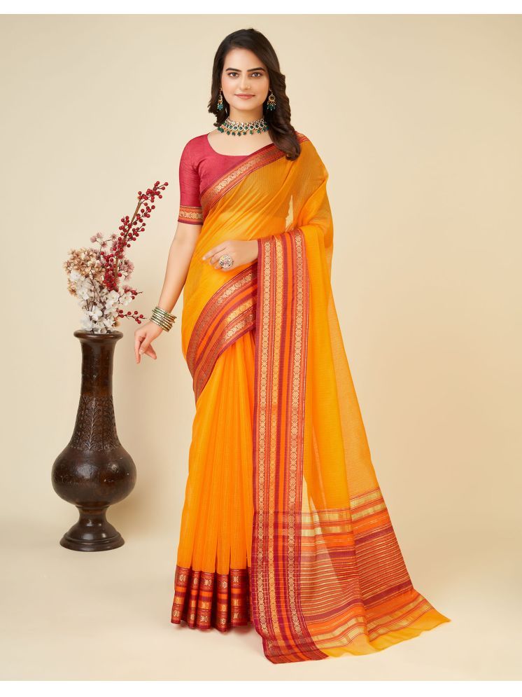     			Samah Silk Woven Saree With Blouse Piece - Yellow ( Pack of 1 )