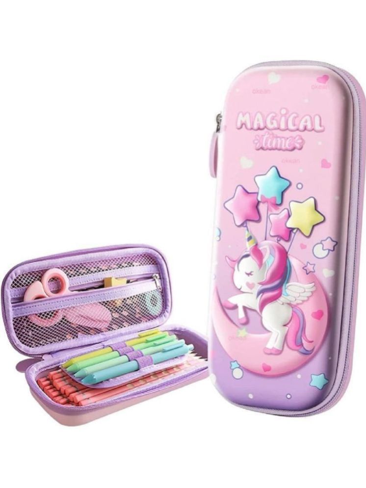     			3D Unicorn Pencil Case, Cute Large Capacity Pen Box for Girls, 3D EVA Stationery Box Pink Pencil Pouch Organizer with