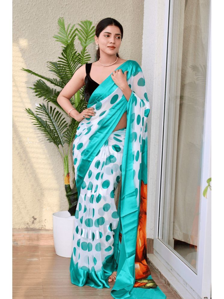     			Sitanjali Lifestyle Georgette Printed Saree With Blouse Piece - Rama ( Pack of 1 )