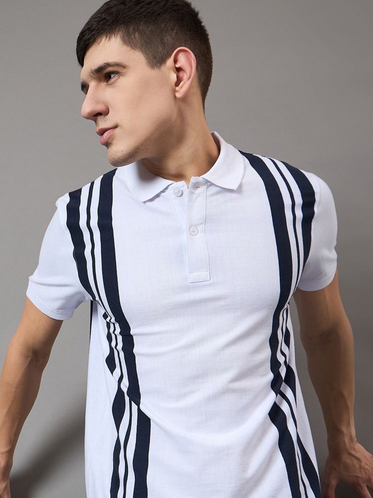     			BRONATION Cotton Regular Fit Striped Half Sleeves Men's Polo T Shirt - White ( Pack of 1 )