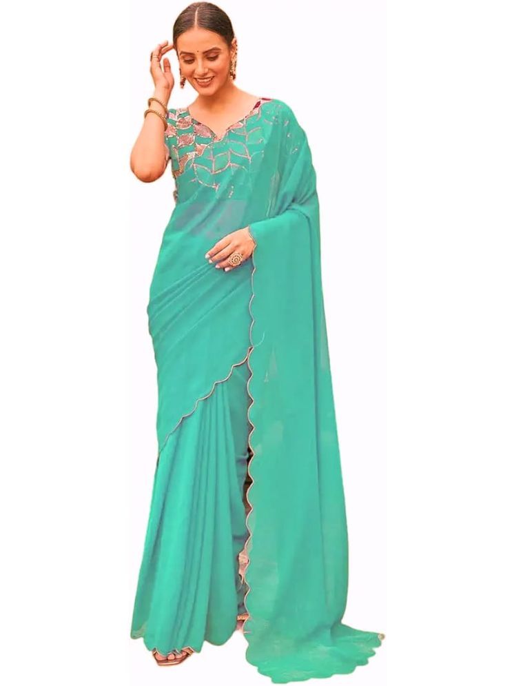     			Kalpana Creation Georgette Solid Saree With Blouse Piece - Multicolor ( Pack of 1 )