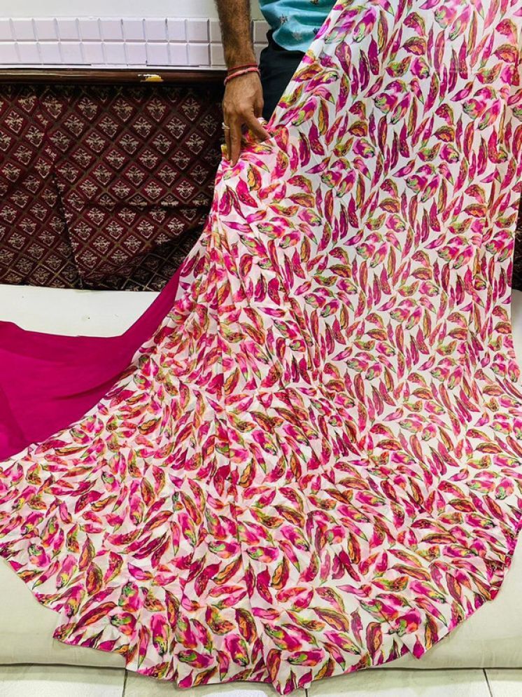     			Sitanjali Georgette Printed Saree With Blouse Piece - Pink ( Pack of 1 )