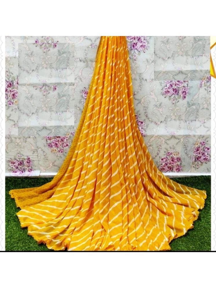     			Sitanjali Lifestyle Georgette Printed Saree With Blouse Piece - Yellow ( Pack of 1 )