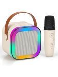 Mini Bluetooth Speaker with Mini Wireless Karaoke Mic, RGB Lights, Voice Change Effects & Type C Fast Charging Port