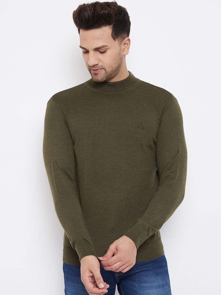     			98 Degree North Woollen High Neck Men's Full Sleeves Pullover Sweater - Olive ( Pack of 1 )