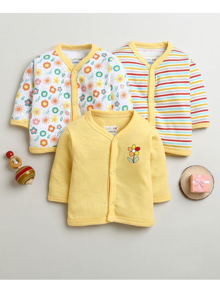     			BUMZEE Pack of 3 Baby Girls 100% Cotton Topwear ( Yellow )