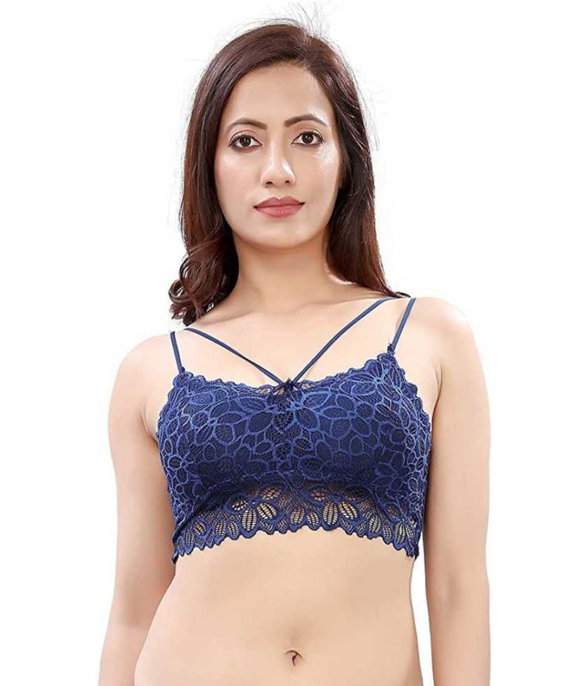     			ComfyStyle Net/Mesh Women's Bralette Bra ( Blue )