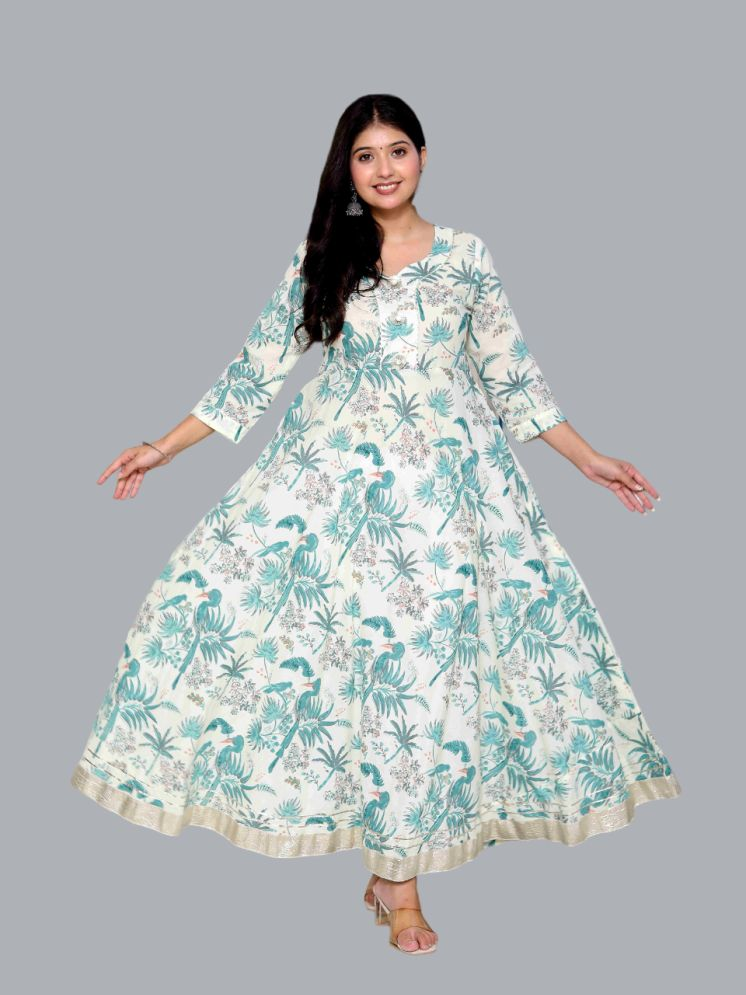     			Doriyaan Cotton Printed Anarkali Women's Kurti - Green ( Pack of 1 )