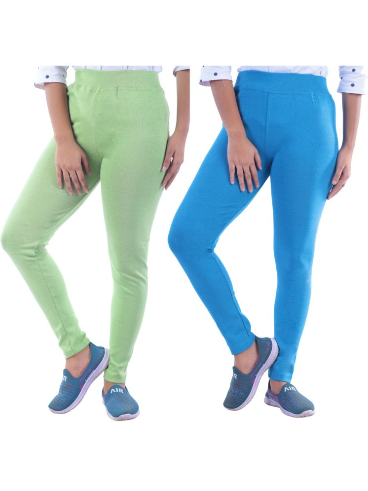     			KARARO JEGGINGS - Cotton Blend Skinny Fit Blue Women's Jeggings ( Pack of 2 )